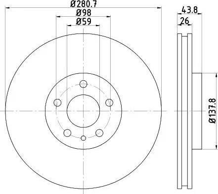 HELLA 8DD 355 120-291 - Brake Disc autospares.lv