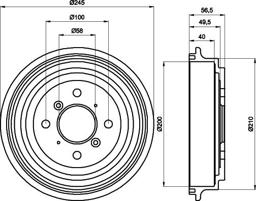 HELLA 8DT 355 300-571 - Brake Drum autospares.lv