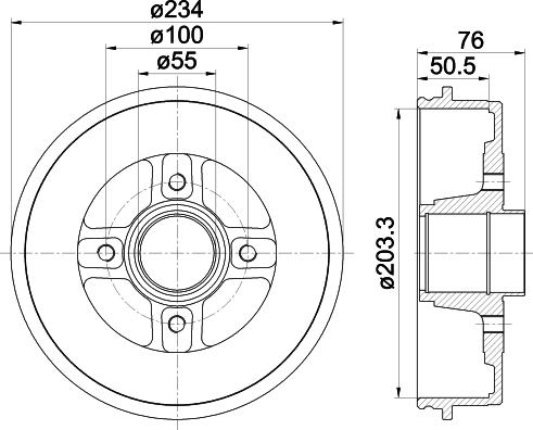 HELLA 8DT 355 300-641 - Brake Drum autospares.lv