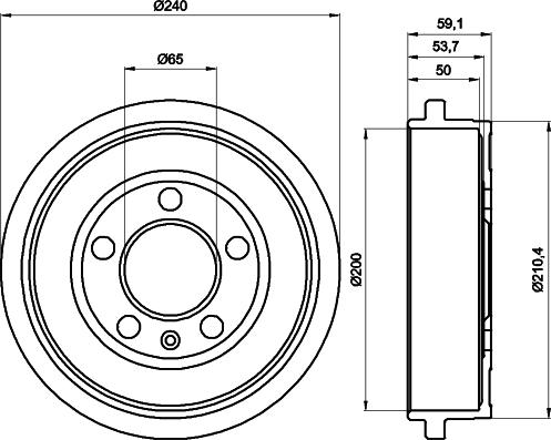 HELLA 8DT 355 300-371 - Brake Drum autospares.lv