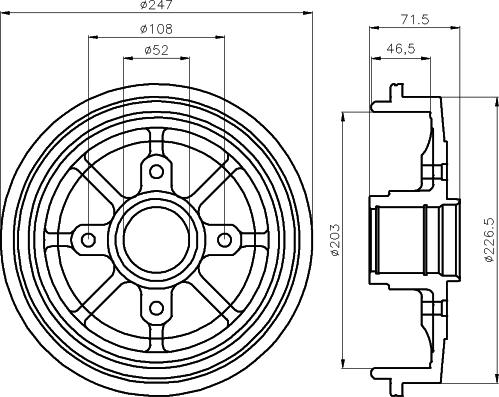 HELLA 8DT 355 300-731 - Brake Drum autospares.lv