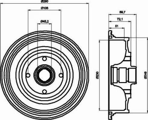 HELLA 8DT 355 301-601 - Brake Drum autospares.lv