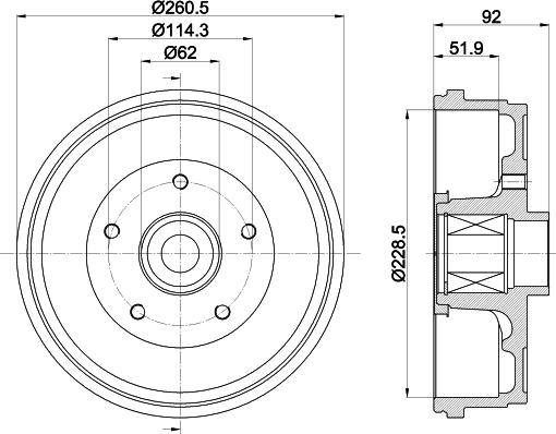 HELLA 8DT 355 303-401 - Brake Drum autospares.lv