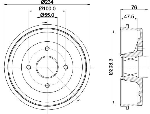 HELLA 8DT 355 303-321 - Brake Drum autospares.lv