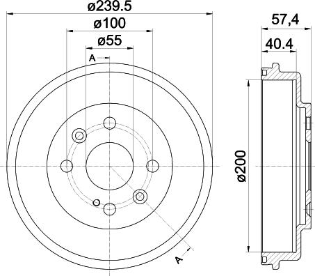 HELLA 8DT 355 302-491 - Brake Drum autospares.lv