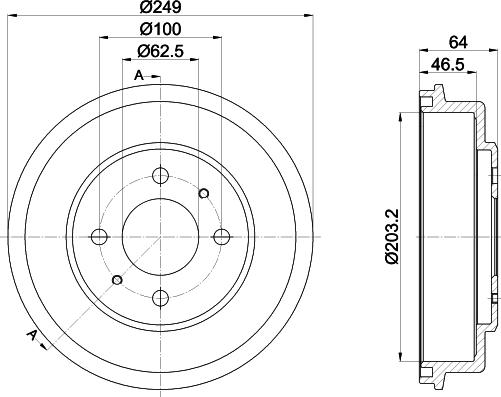 HELLA 8DT 355 302-691 - Brake Drum autospares.lv