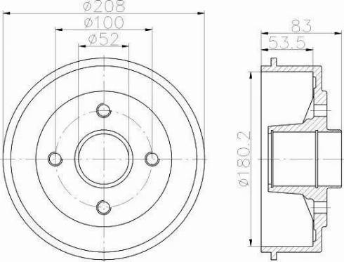 HELLA 8DT 355 302-231 - Brake Drum autospares.lv