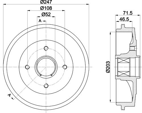 HELLA 8DT 355 302-791 - Brake Drum autospares.lv