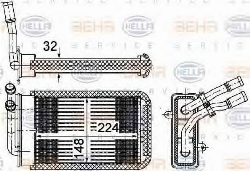 HELLA 8FH 351 002-141 - Heat Exchanger, interior heating autospares.lv