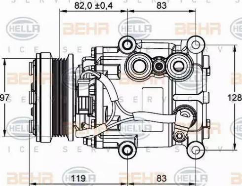 HELLA 8FK 351 334-001 - Compressor, air conditioning autospares.lv