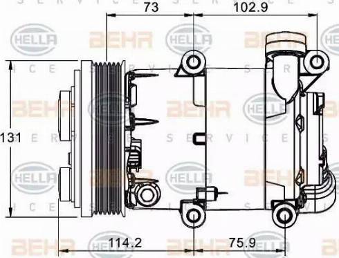 HELLA 8FK 351 334-031 - Compressor, air conditioning autospares.lv