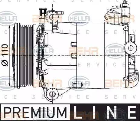 HELLA 8FK 351 334-351 - Compressor, air conditioning autospares.lv