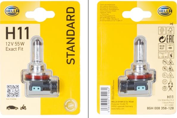 HELLA 8GH008358-128 - Bulb, spotlight autospares.lv