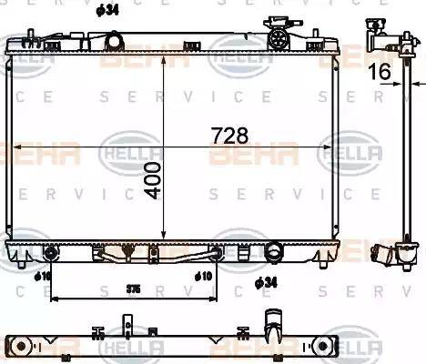 HELLA 8MK 376 790-201 - Radiator, engine cooling autospares.lv