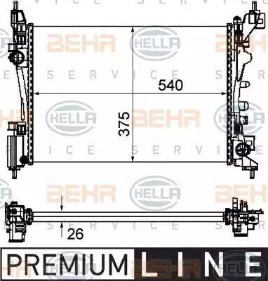 HELLA 8MK 376 754-571 - Radiator, engine cooling autospares.lv