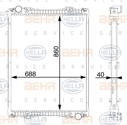 HELLA 8MK 376 756-174 - Radiator, engine cooling autospares.lv