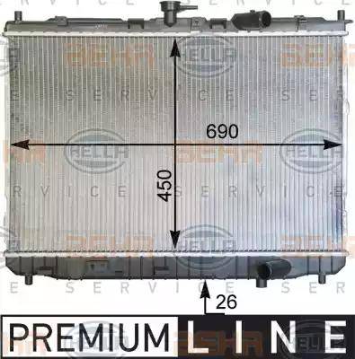 HELLA 8MK 376 763-561 - Radiator, engine cooling autospares.lv