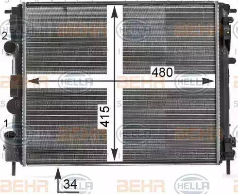 HELLA 8MK 376 700-571 - Radiator, engine cooling autospares.lv