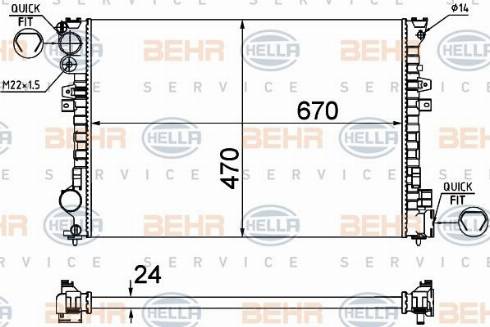 HELLA 8MK 376 719-235 - Radiator, engine cooling autospares.lv