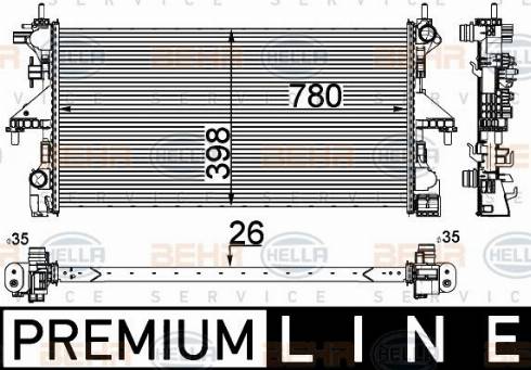 HELLA 8MK 376 733-561 - Radiator, engine cooling autospares.lv