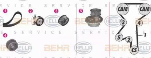 HELLA 8MP 376 809-841 - Water Pump & Timing Belt Set autospares.lv