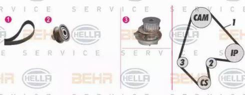HELLA 8MP 376 805-891 - Water Pump & Timing Belt Set autospares.lv