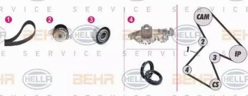 HELLA 8MP 376 806-891 - Water Pump & Timing Belt Set autospares.lv