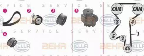 HELLA 8MP 376 806-841 - Water Pump & Timing Belt Set autospares.lv