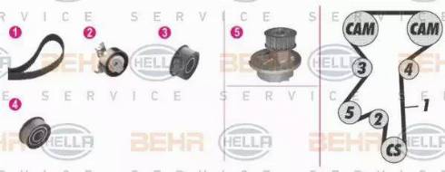 HELLA 8MP 376 807-821 - Water Pump & Timing Belt Set autospares.lv