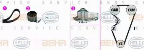 HELLA 8MP 376 815-861 - Water Pump & Timing Belt Set autospares.lv