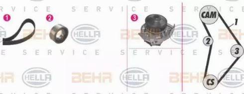 HELLA 8MP 376 815-811 - Water Pump & Timing Belt Set autospares.lv