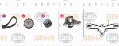 HELLA 8MP 376 810-811 - Water Pump & Timing Belt Set autospares.lv