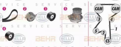 HELLA 8MP 376 811-801 - Water Pump & Timing Belt Set autospares.lv