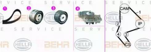 HELLA 8MP 376 817-811 - Water Pump & Timing Belt Set autospares.lv