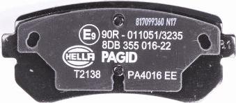 HELLA PAGID 8DB 355 016-221 - Brake Pad Set, disc brake autospares.lv