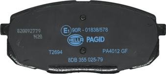 HELLA PAGID 8DB 355 025-791 - Brake Pad Set, disc brake autospares.lv