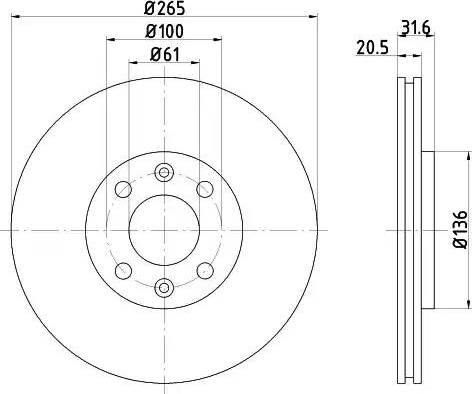 HELLA PAGID 8DD 355 102-141 - Brake Disc autospares.lv