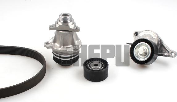 Hepu PK09070 - Water Pump + V-Ribbed Belt Set autospares.lv