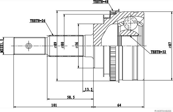 Herth+Buss Jakoparts J2822137 - Joint Kit, drive shaft autospares.lv