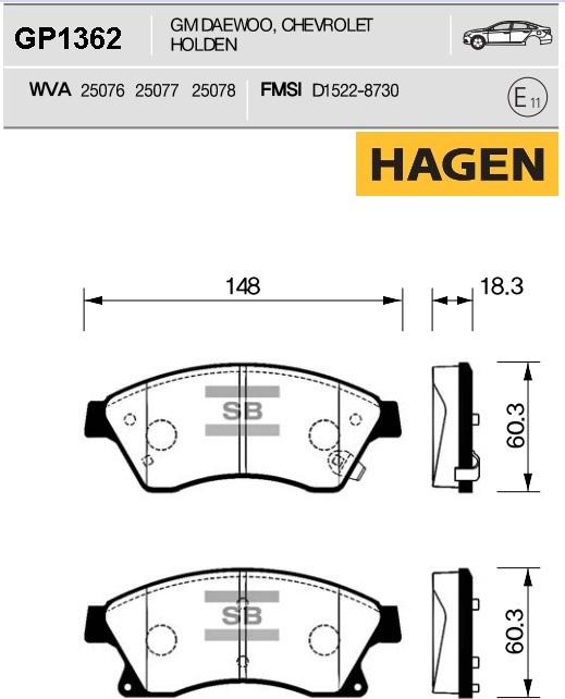 Hi-Q GP1362 - Brake Pad Set, disc brake autospares.lv