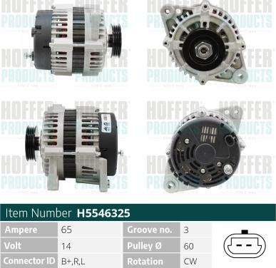 Hoffer H5546325 - Alternator autospares.lv