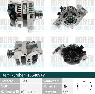 Hoffer H5540947 - Alternator autospares.lv