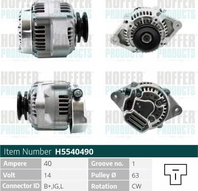 Hoffer H5540490 - Alternator autospares.lv