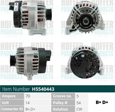 Hoffer H5540443R - Alternator autospares.lv