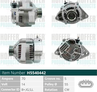 Hoffer H5540442 - Alternator autospares.lv