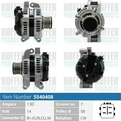 Hoffer H5540408 - Alternator autospares.lv