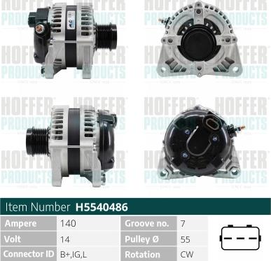 Hoffer H5540486 - Alternator autospares.lv