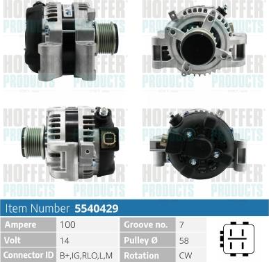 Hoffer H5540429 - Alternator autospares.lv