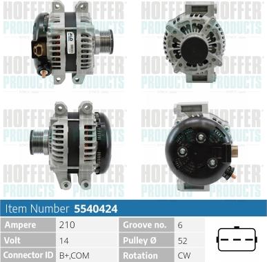 Hoffer H5540424 - Alternator autospares.lv