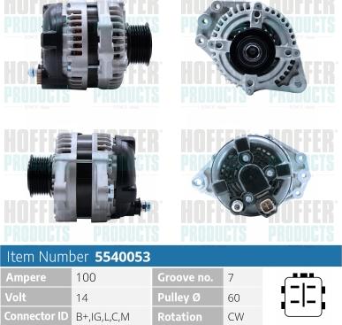 Hoffer H5540053 - Alternator autospares.lv